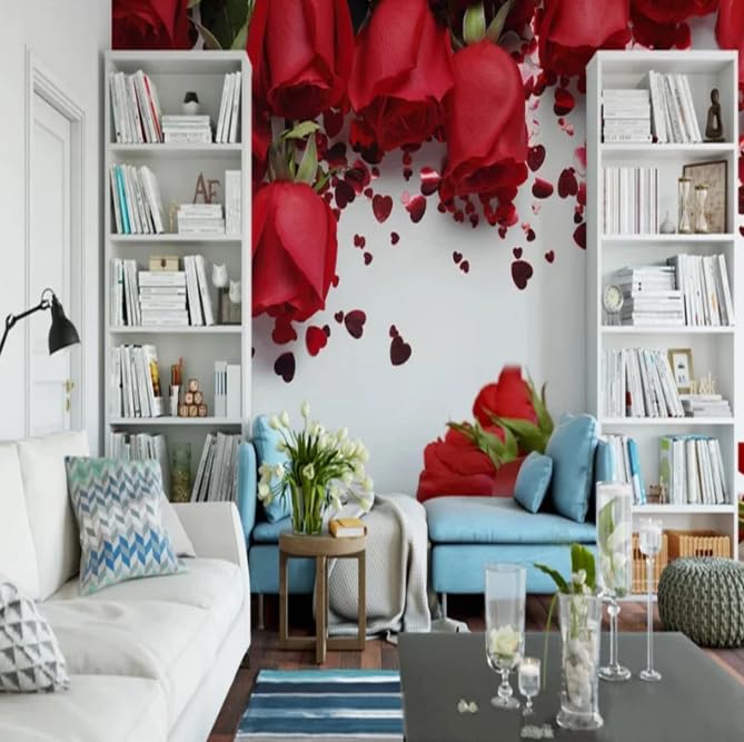 Papier peint mural moderne rose rouge pour masquer un mur terne de salon