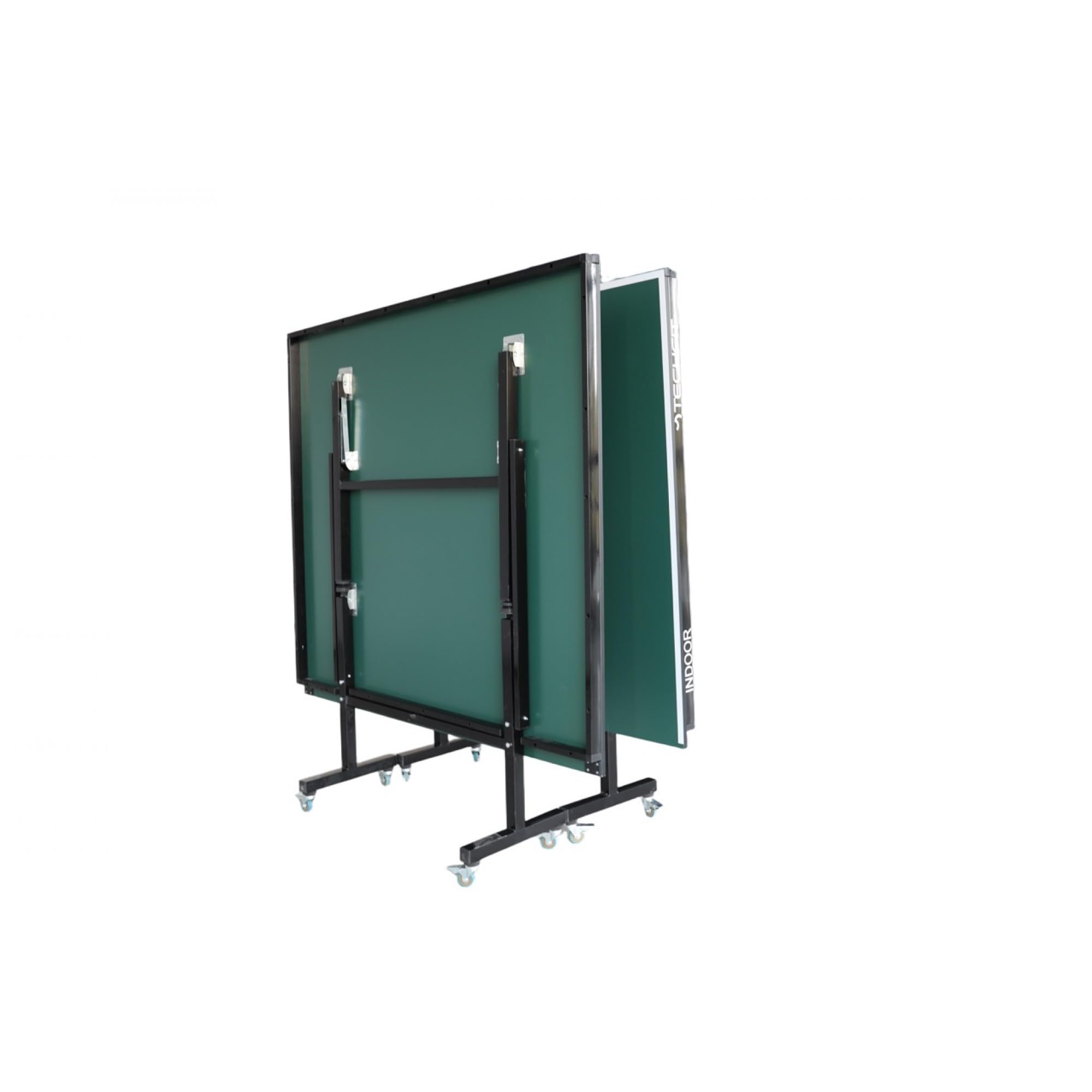 Techfit Tischtennisplatte Klappbar für Innen, 274x152,5x76 cm, 3tecMDF Premium Blat, Faltbar mit SMS System, Metallrahmen Schwarz, Stabil, Rollbar, Unilateral Neigungsfunktion