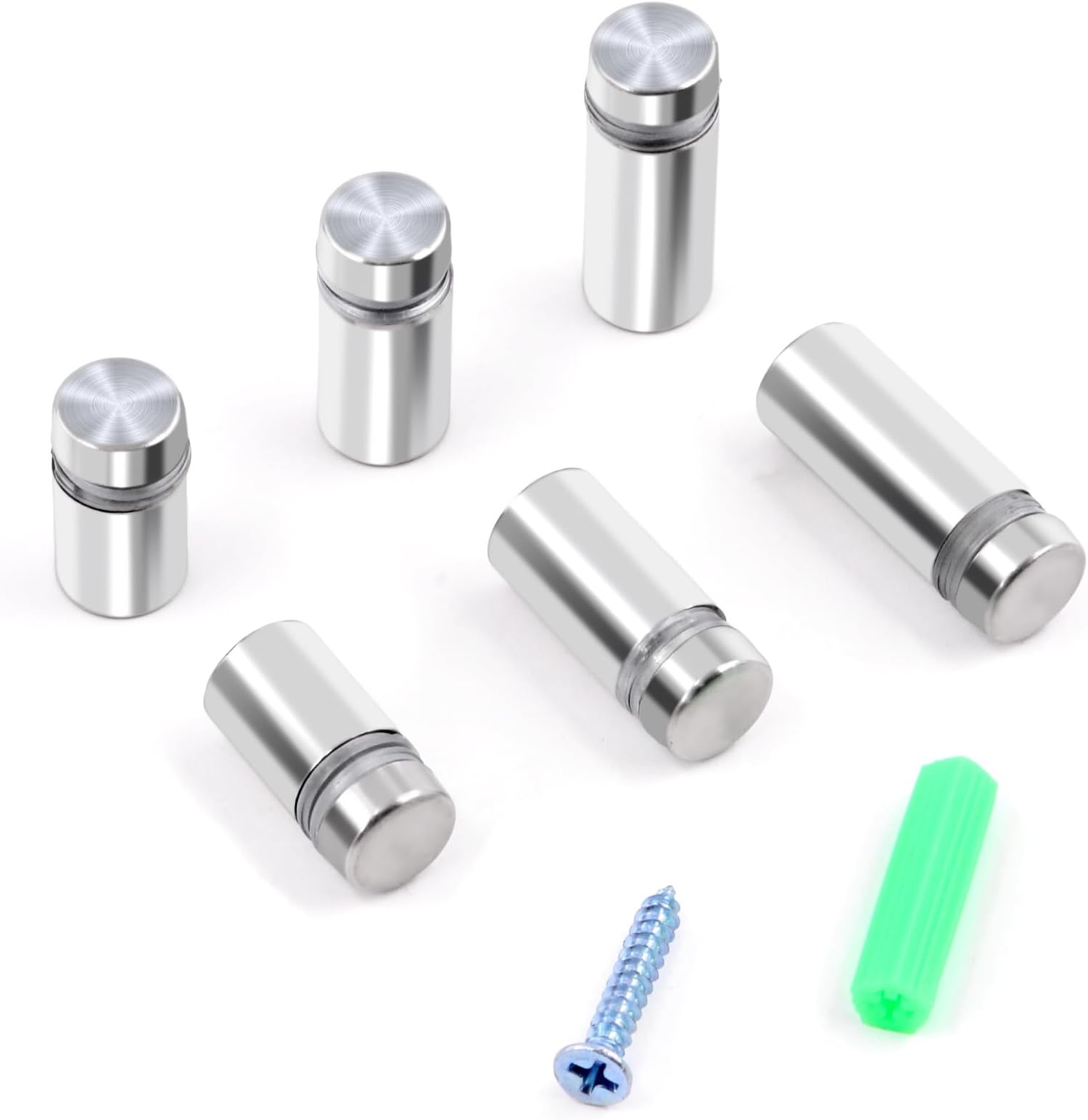 Glarks 12Pcs 1/2" x 1" Stainless Steel Standoff Screws, Sign Standoff Screws Wall Mount Glass Standoff Nails Wall Standoff Holder Advertising Screws for Acrylic Picture Frame (Silver)