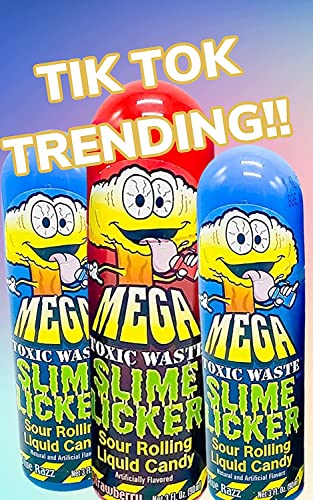 Slime Lickers Mega Size - Toxic Waste - Sour Rolling Liquid Candy Strawberry And Blue Razz - Ships In Resealable Fote Gift Quality Candy Bag - Includes Bonus Sour Candy Sample And Magnet #TOP1