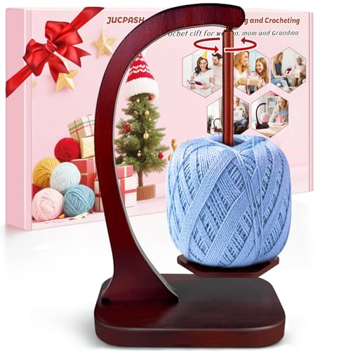 JUCPASH Yarn Holder for Crocheting and Knitting, Wooden Yarn Spinner