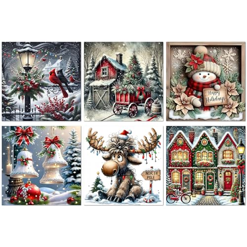 Kits d'art diamant de Noël igoodom le cadeau créatif idéal de 6 broderies pour vos proches