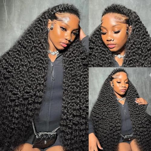 Image of Aomllute Deep Wave Lace Front Wigs Human Hair 26 Inch 200 Density 13x4 HD Lace Front Wigs Human Hair for Women Glueless Curly Lace Frontal Wigs Human Hair Wigs Pre Plucked