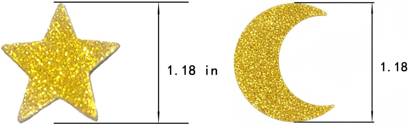 CC wonderland zone Gold Glitter Star Moon Confetti, 200Pcs 1.2 Inch Double Sided Shiny Table Scatter for Ramadan Eid Wedding Baby Shower Birthday Party Decorations