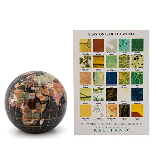 KALIFANO 4" (110 mm) Gemstone Globe Paperweight with Black Opalite Ocean