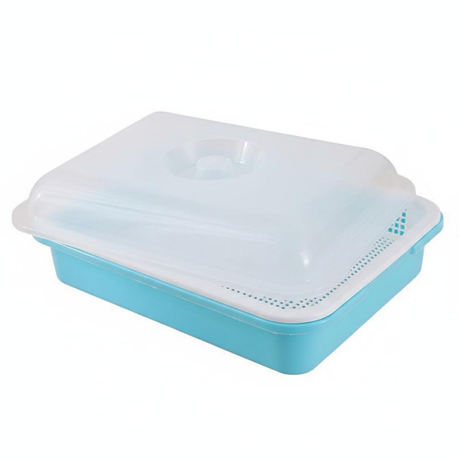 Dense Mesh Bean Sprout Grower Ventilated Grid Sprouter Tray Food-Grade Material Sprouting Kit Reusable for Health Enthusiasts, Beginners, Balcony, Kitchen, Blue, Deep with Lid-image-6