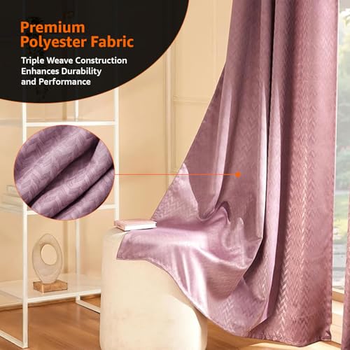 Image of Amazon Basics - Room Darkening Blackout Door Curtains, 100% Room Darkening | 5 Feet |Set of 2| Embossed | Self Deisgn |for Living Room and Bedroom | 115cmx 150cm, Color- Wine