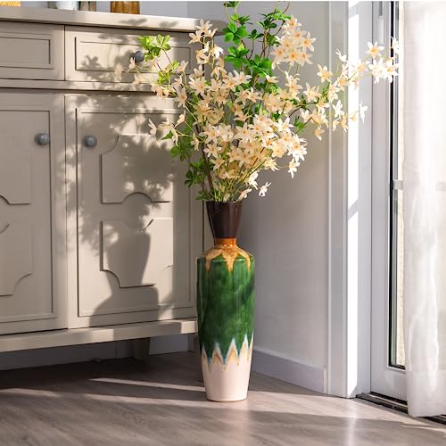 TERESA'S COLLECTIONS 20 inch Large Green Floor Vase for Home Decor, Tall Ceramic Decorative Vase for Living Room, Rustic Vase for Bedroom, Entryway, Mantel, Fireplace,Ideal Gifts for Mothers Day Decor - Image 4