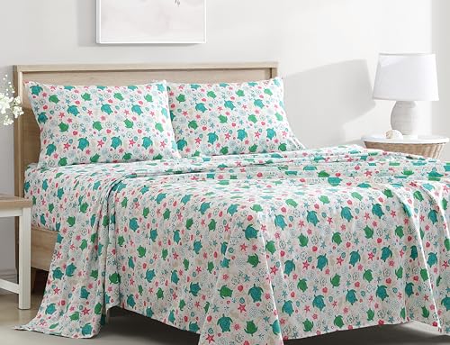 Coastal Print 3 Piece Twin Microfiber Sheet Set, Ocean Paradise by Beatrice Home Fashions - Used condition - Image 3