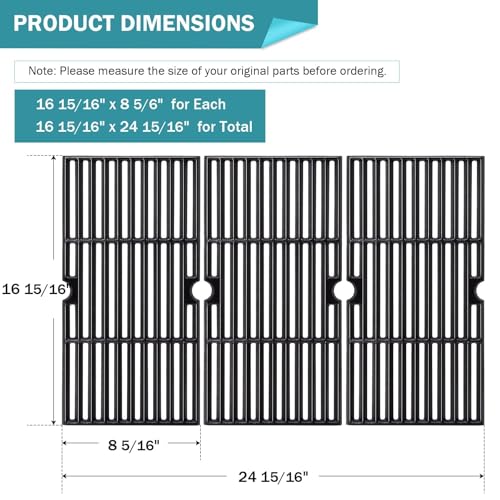 Image of Criditpid Grill Replacement Parts for Charbroil 463340516 463370519 463370516 463278418, Cast Iron Grill Grates, Burners, Igniter, Heat Plates, Crossover Tubes Kit for Charbroil Gas2coal 463336818.