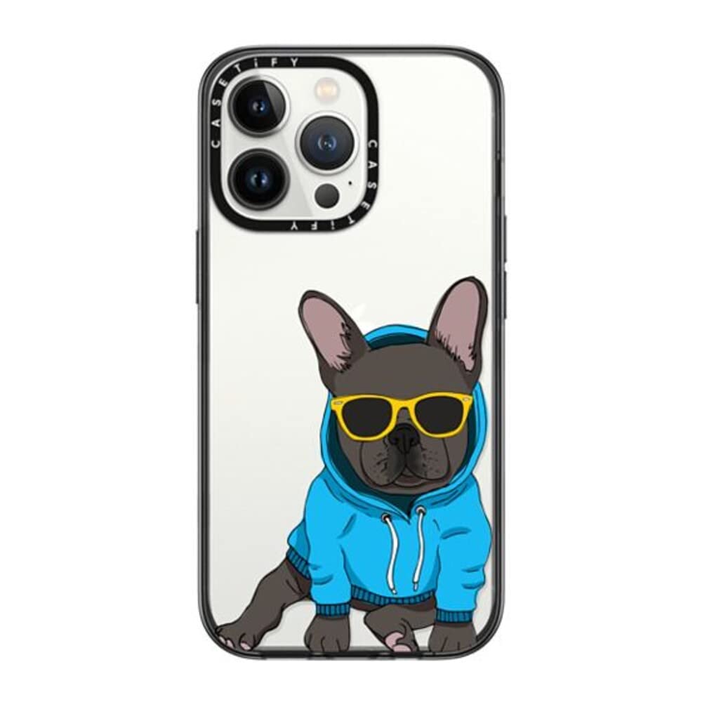 CASETiFY コンパクト iPhone 13 Pro ケース [MIL規格準拠 (2x MIL-STD-810G)/1.2mからの落下テストをクリア] - Hipster Frenchie Black - ブラック