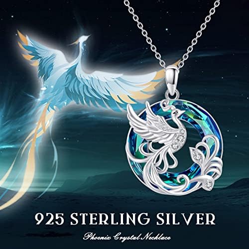 ABIGY Phoenix Necklace for Women, Phoenix Pendant with Austria Circle Crystals 925 Sterling Silver Nirvana Phoenix Jewellery Gifts for Christmas Birthday