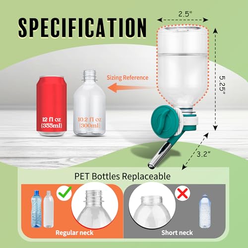 Image of Choco Nose No-Drip Small Animal Water Bottle - Leak-Proof Patented Nozzle Helps Prevent Pet Cage Mess & Wet Bedding - Guinea Pig, Rabbit, Ferret, Hamster - BPA Free, Easy Install, 10.2 fl oz (C128)