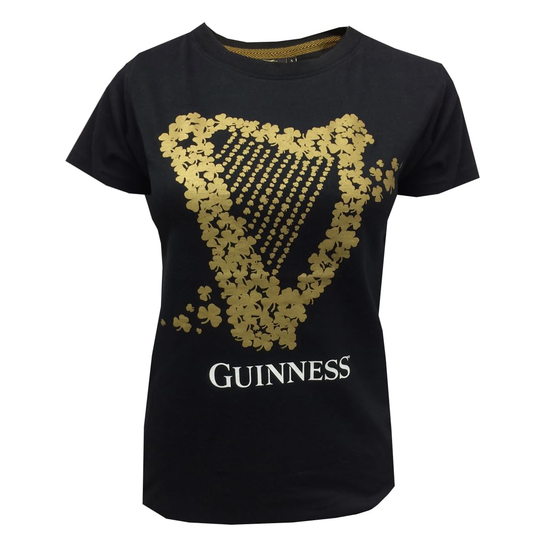 Guinness The 1759 Women's Schwarz Guinness Shamrock Gold Harp T-Shirt (Xs)