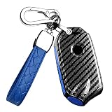 HIBEYO 3 4 Button Key Fob Cover for Kia Stinger k900 2018 2019 2020 2021 2022 2023 Accessories with Keychain Smart Remote Auto Key for KIA Key Case Cover-Blue