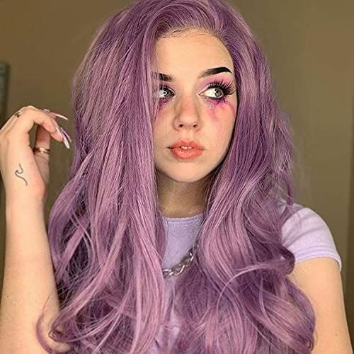 Perruque synthétique violette longue pour masquer les cheveux fins - 7