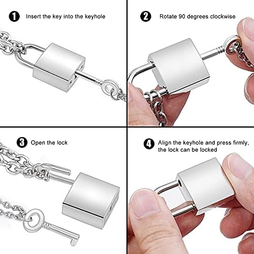 Gleamart 2 Pcs Lock Key Pendant Necklaces Eboy Egirl Padlock Punk Chain Choker for Men Women