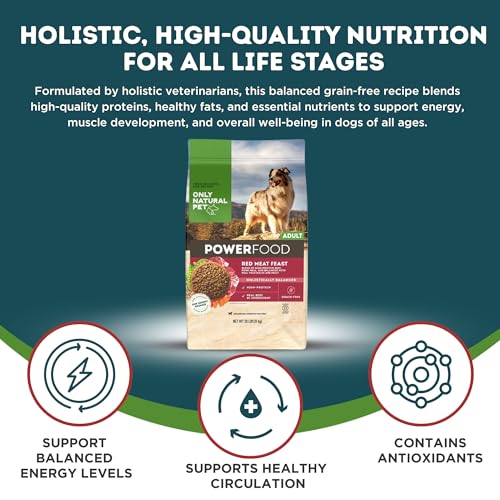 Image of Only Natural Pet Dry Dog Food Canine PowerFood Formula - Paleo Inspired Formula with No Grain, Soy, Corn, Wheat or Oats - Red Meat Feast 20 lb Bag