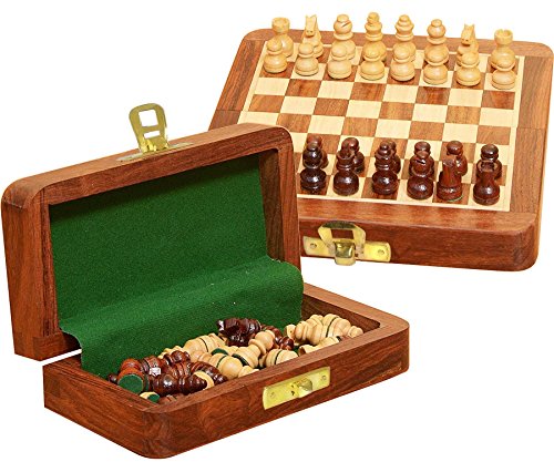 Jeu d'échecs magnétique de voyage pliable en bois de Sheesham haut de gamme pour Noël