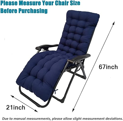 Vista 12 de Sun Lounger Chair Cushions, 67-inch Lounge Chaise Cushion Sun Lounger Mattress with Non-Slip Back Elastic Sleeve for Garden Rojo