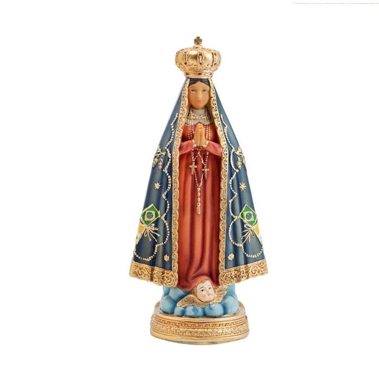 DRW Figura Nuestra Señora Concepcion Aparecida Resina Pintada a Mano 20 cm