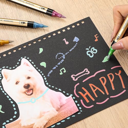 Thboxes 30 Colors Metallic Marker Pens, Dual Tip Acrylic Paint Pens for Scrapbook Black Paper Rock Painting Craft Card for Wood Glass Ceramic Scrapbook Supplies DIY Arts & Crafts — view 4