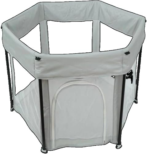 Vilom ベビーフェンス、折りたたみ式、ドアとマット付き、星柄、フェンス、メッシュ、六角形、コンパクト、洗える、省スペース、持ち運び簡単、収納バッグ付き、ベビー用品、赤ちゃん、リビングルーム、寝室、子供用フェンス、数秒で自由に設置、折りたたみ式ガードレー