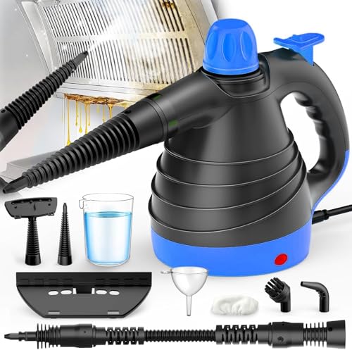 Handheld Steam Cleaner - 275°F High Temperature Fast Heating Multi-Purpose Portable Deep Steam Cleaner for All Surfaces With 9pcs Accessories, 100% Chemical-Free Steamer for Cleaning Home (Blue)