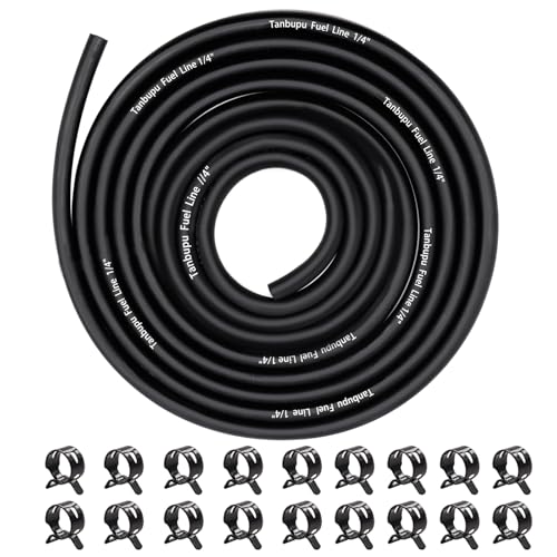 Tanbupu 10 Feet 1/4 Inch ID Fuel Line Hose with 18 2/5 ID Clamps for Kawasaki Kohler Briggs & Stratton Small Gas Diesel Powersports Engines and Generators