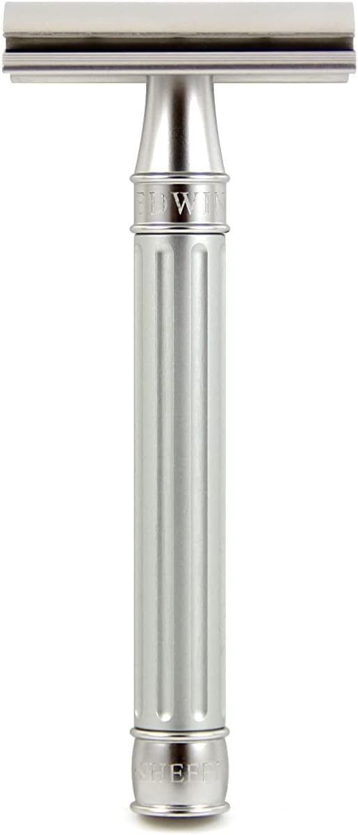 3ONE6 Stainless Steel Grooved DE Safety Razor, Silver, Unisex