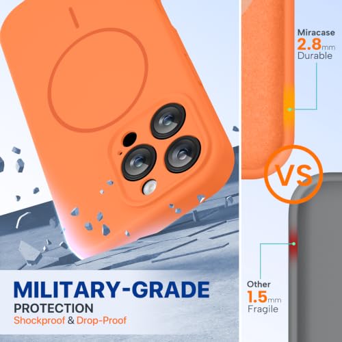 Image of Miracase Magnetic for iPhone 16 Pro Max Case, [Soft Anti-Scratch Microfiber Lining], Compatible with MagSafe, Liquid Silicone Case Shockproof Drop Protection Phone Case for 16 ProMax, Sunset Orange