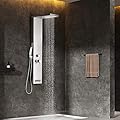 Adbatnos Shower Panel Multifunctional Shower Panel System Shower Tower, Rainfall Waterfall Spout, 2 Massage Jets, Tub Spout and Handheld Shower, 304 Stainless Steel Shower Panel with Body Jets (A01)