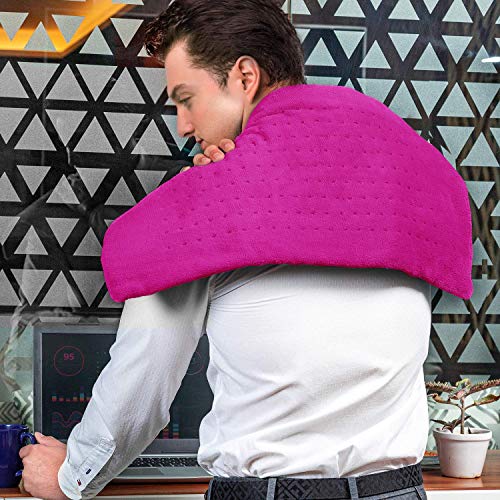 Cure Choice Large Electric Heating Pad for Back Pain Relief + Storage Pouch, Ultra Soft 12"x24" Heating pad for Muscle Cramps - Heated Pad with Adjustable Temperature Settings (Magenta) - Thumbnail 2
