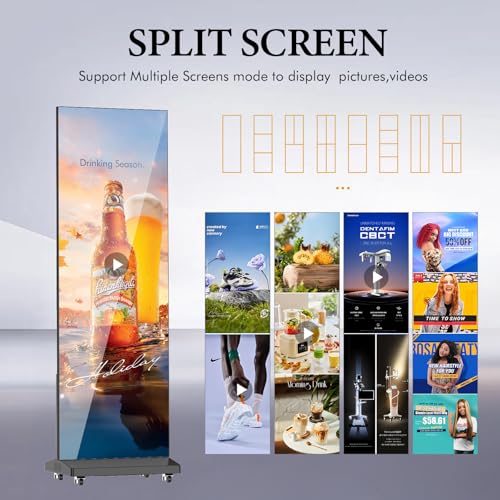 Image of P1.86 Spliceable LED Screen, USB Plug-and-Play Foldable Led Digital Display, APP & Computer Software Publishing, Full Poster Screen Advertising LED Display (Black, 2-pack)
