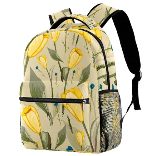 Sac de voyage décontracté et d'école tulipes jaunes résolvant le manque de place