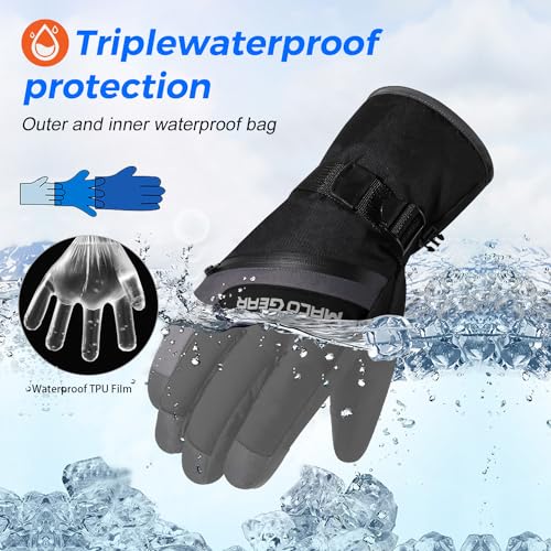 Wtactful JSY019-BLACK-XL Waterproof Insulated Mens Ski Gloves Touchscreen Winter Warm 3M Thinsulate Snowboard Snowmobile Cold Weather Gloves Black Xl thumb #1