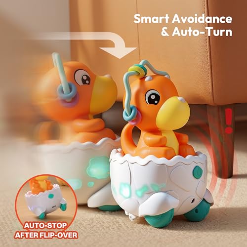 lalalark JOVA 2-in-1 Dinosaur Crawling Baby Toys, Moving Musical Tummy Time Toys with Obstacle Avoidance, Educational Learning Toddler Toys & Light Sound, 1st Birthday Gift for Boys Girls - image 4