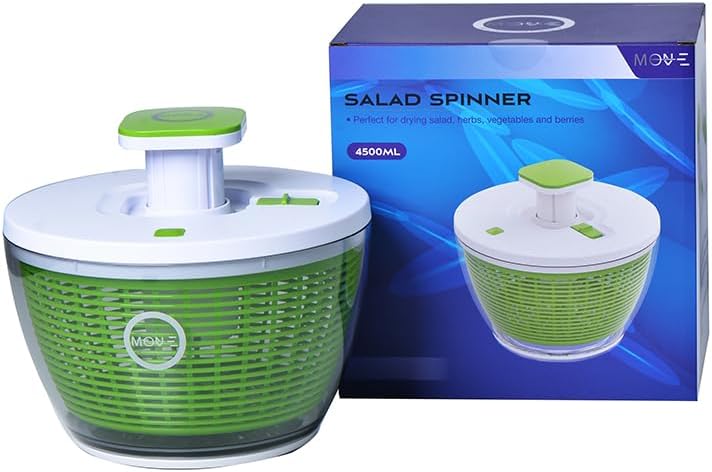 MOVE ON 4500 ML salad spinner with highly durable material with strong base easy to use green and white colour combination attractive design