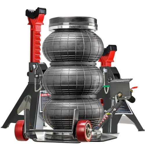 STIX Gato neumático de 4 toneladas + caballetes de taller de altura ajustable, ideal para reparaciones profesionales de automóviles