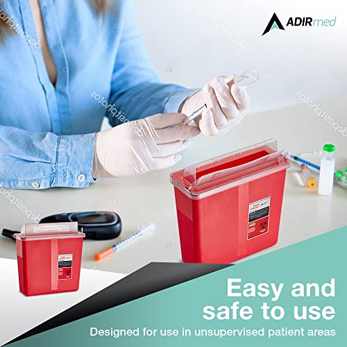 Adirmed Sharp Needle Disposal Container For Home, Clinic, Office, Barber Use With Flip-Open Lid (5 Quart -1 Pack) #TOP5