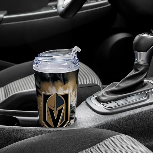 Image of Rico Industries NHL Hockey Team Color Tie Dye 24oz Metallic Acrylic Tumbler with Hinged Lid, Officially Licensed Double Wall Tumbler with Straw