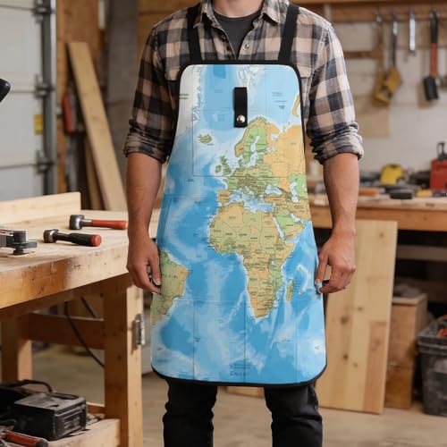 Delantal de trabajo con mapa mundial y 8 bolsillos miniatura 5