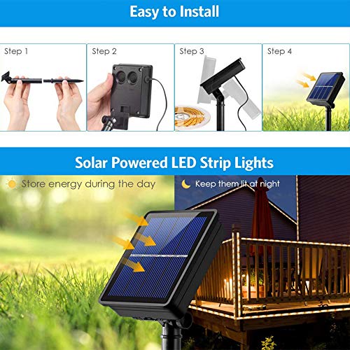 KISUFU Solar LED Strip Lights Outdoor Warm White 30 LEDs/m LED String Lights Solar Powered Flexible Waterproof Light Strip for Garden Porch Christmas Path Home Decoration (3 - Image 2