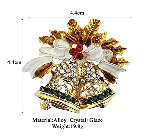Broches pour femmes broche dorée cloche sauvage en strass et cristal de noël