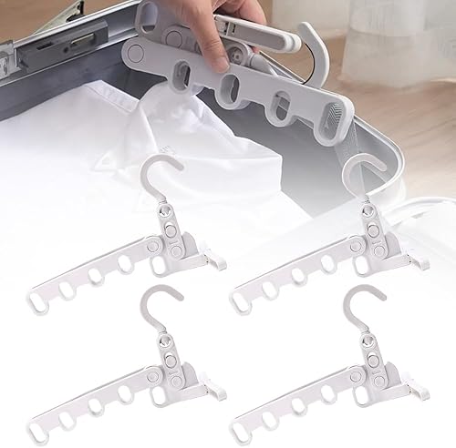 4 perchas plegables de viaje, colgador de ropa plegable portátil con 5 agujeros, colgador de ropa montado en la pared, estante de secado plegable