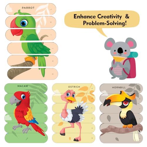 Image of THE BOOK TREE Birds Stick Puzzle | 24pcs Double-Sided Cardboard Puzzles | 8 Fun Bird-Themed Puzzles for Learning & Play | Boosts Creativity & Focus | Ideal for Ages 3+