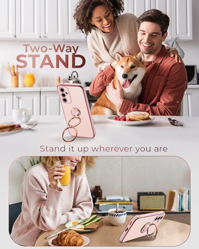 Image of XYZ for Galaxy S24 Plus Case with Stand, Phone Case with Double Ring Kickstand, Women Girls Cute Love-Heart Luxury Bling Protective Cover for Samsung S24 Plus, Pink