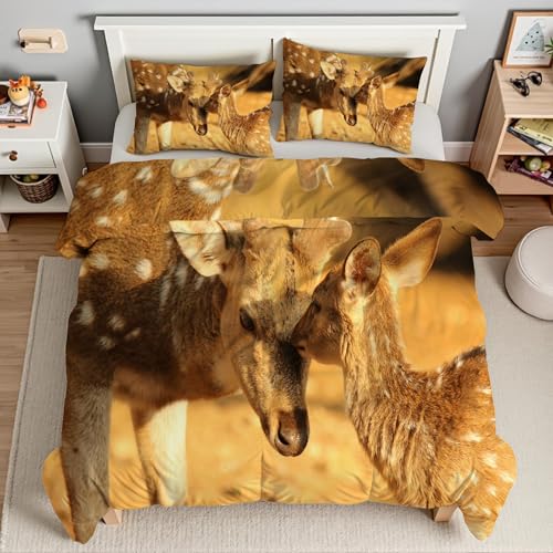 Housse de couette cerf 90x190 en microfibre douce avec fermeture éclair pratique - 4