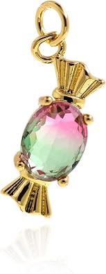 Crystal Sweet Candy Charm,18k Gold Filled Candy Pendant,Personalized Jewelry Making Supplies 20x7mm 10Pcs