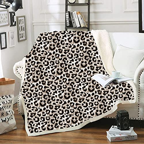 Alisister Sherpa Throw Blanket Women Men Hooded Wearable Fleece Plush 3D Leopard Cheetah Print Blanket 60 X 75 Inches Warm For Home Couch Fall Lightweight Brown #TOP2